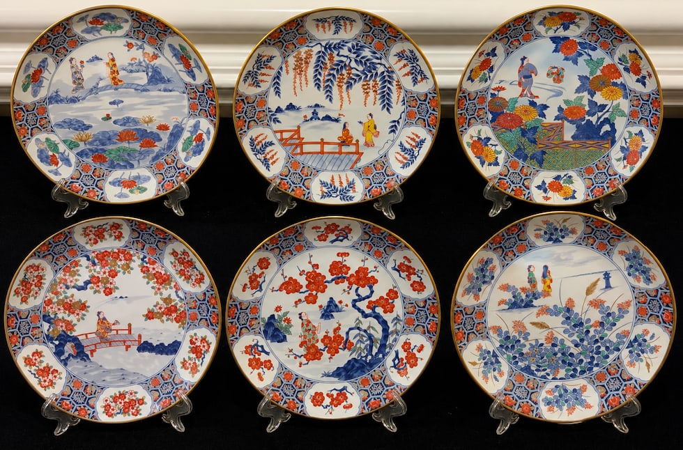Set of 6 Japanese Limited Edition Four Seasons Porcelain Plates (1 of 13)