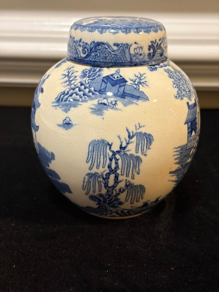 Vintage Mason’s Patent Ironstone Blue & White Ginger Jar for Twinings (1 of 8)