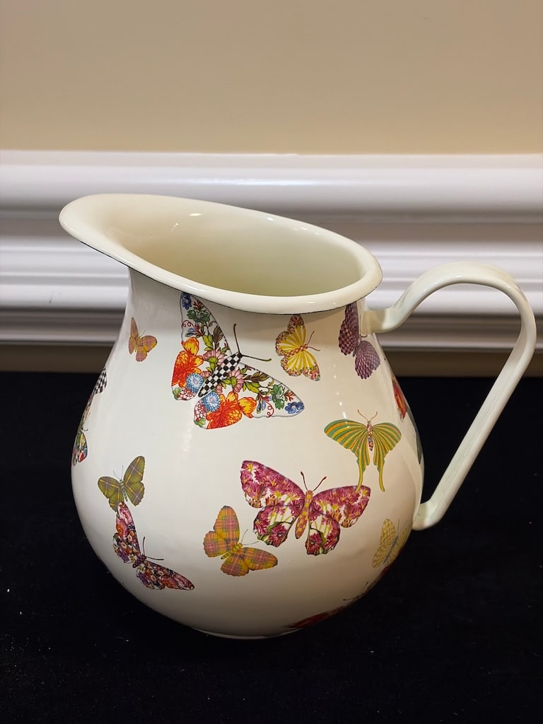 MacKenzie-Childs Butterfly Ceramic Pitcher – Large 8” Decorative Jug (1 of 6)