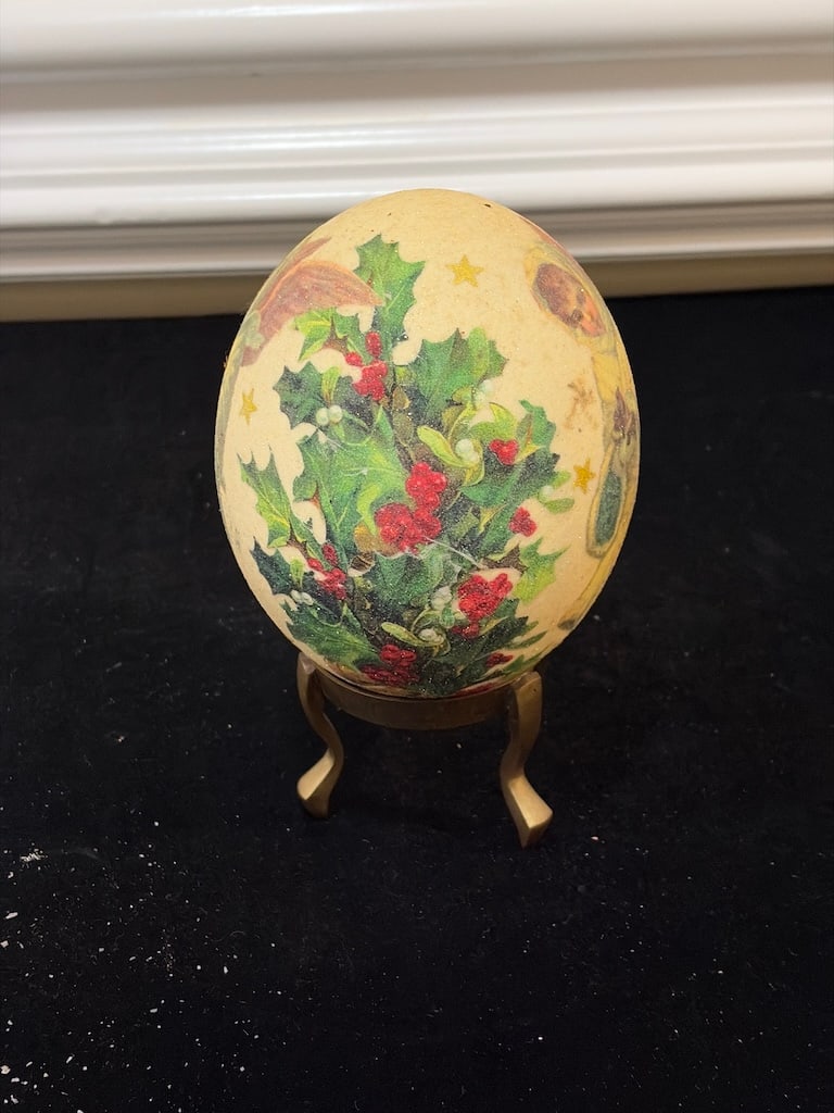 Large Vintage-Style Victorian Christmas Angel Decorative Egg on Stand (1 of 5)