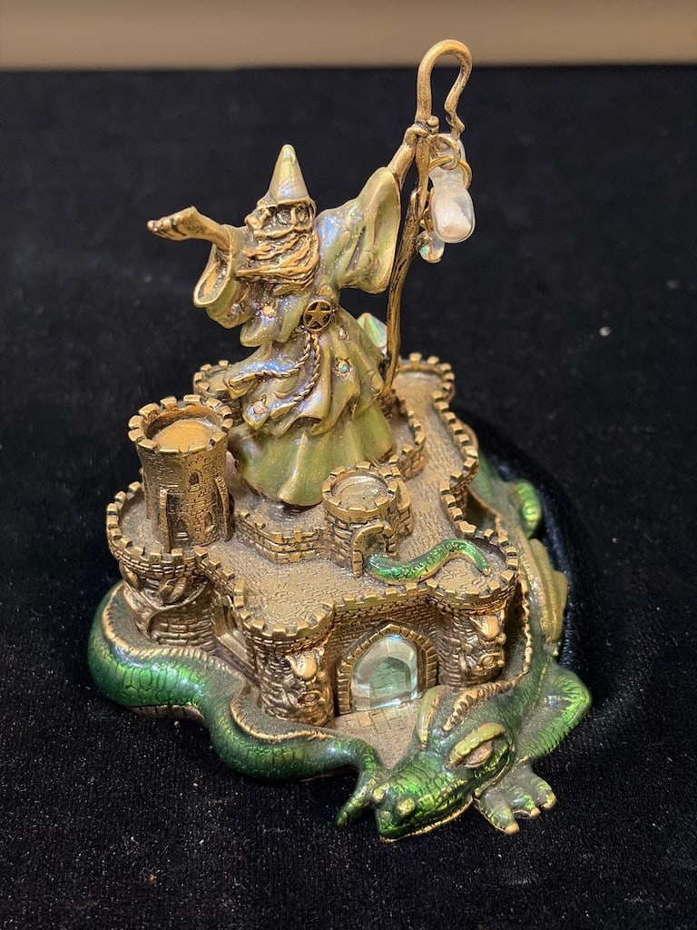 Vintage Kirk’s Folly Jeweled Wizard & Dragon Castle Fantasy Trinket Box (1 of 5)