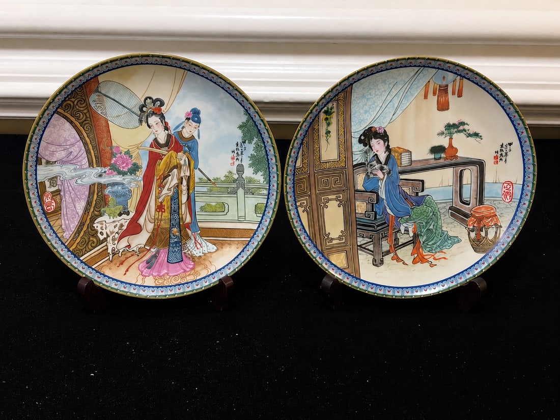 Pair 1986 Imperial Jingdezhen Porcelain Chinese Limited Edition Collector Plates (1 of 5)