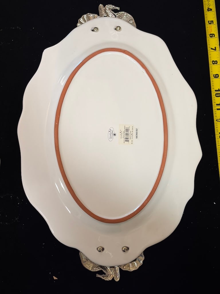 Mud Pie Seashell Oval Serving Platter with Metal Handles - 3