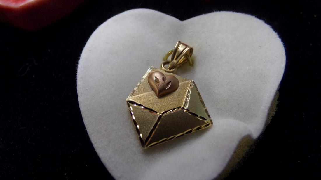 Two 14K Yellow Gold Pendants with Letter / Envelope (1 of 8)