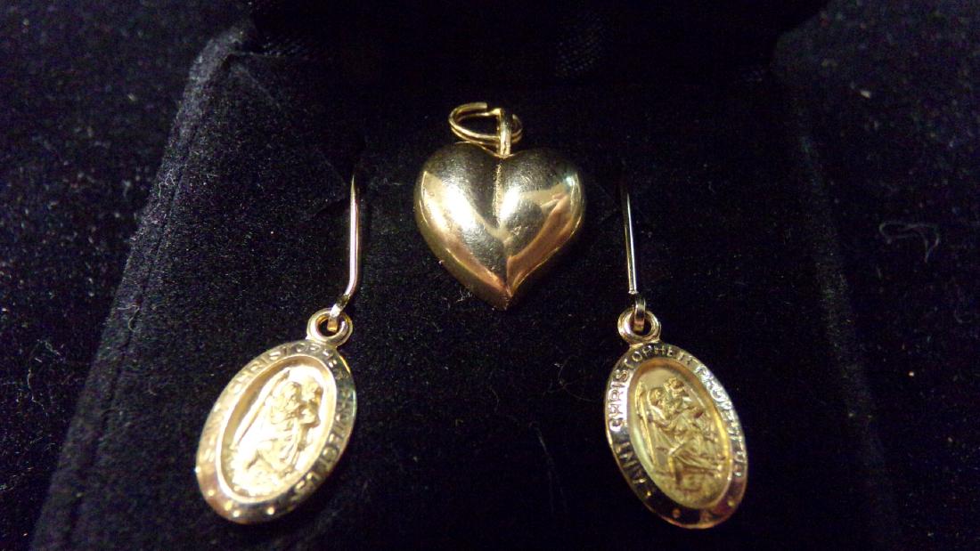 14K Yellow Gold Pierced Earrings of Saint Christopher (1 of 6)
