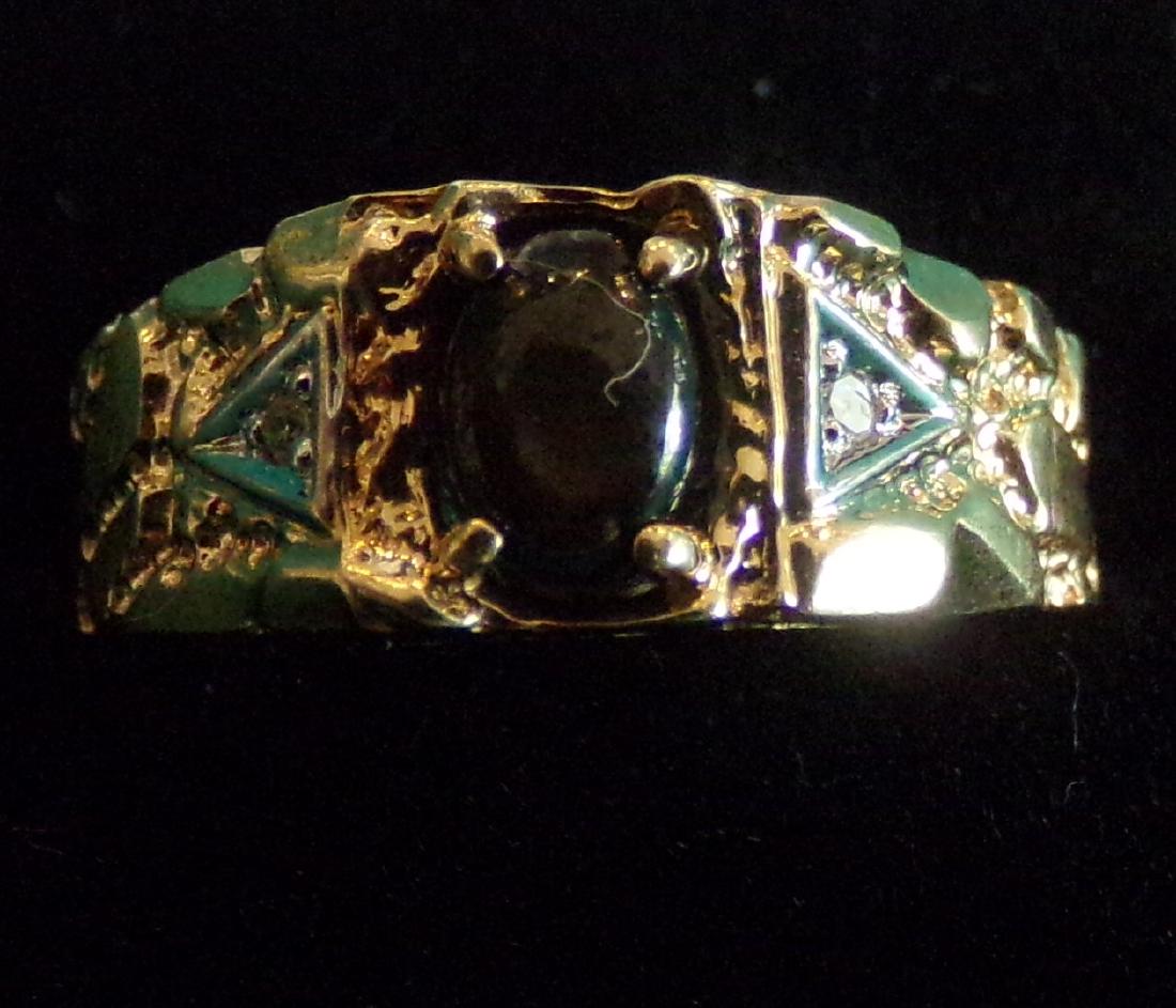 10K Yellow Gold Cats Eye Ring with Nugget Form on Sides (1 of 10)