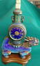 Silver Cloisonné Dragon Clock with jade Top. In