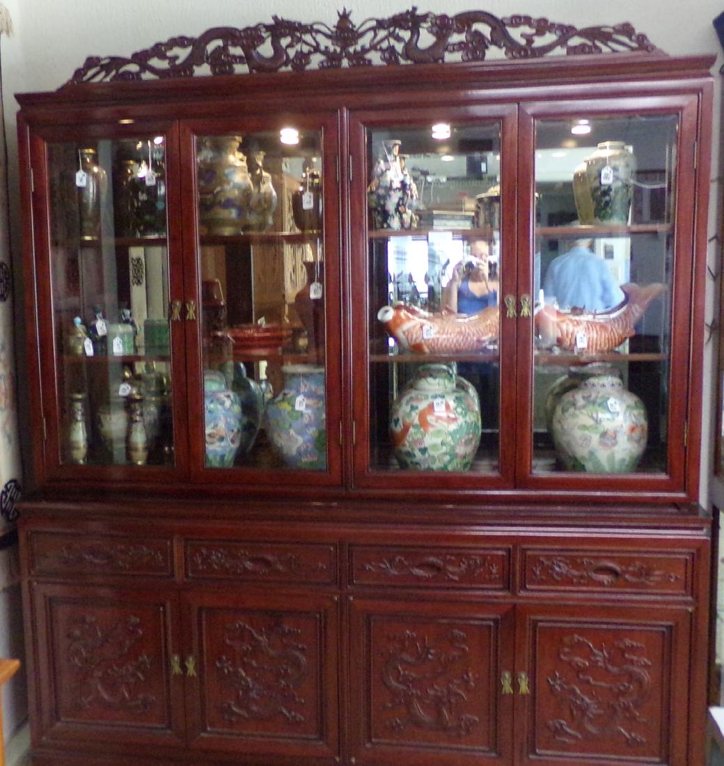 Large Ornate Beveled Glass Mirrored Back Lighted China (1 of 8)