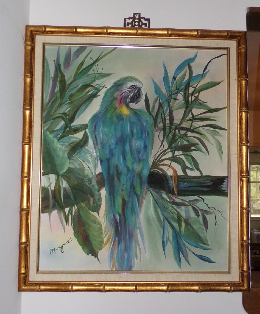Artist Signed Painting of a Large Parrot on a Branch (1 of 6)
