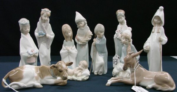 11pc Lladro Children's Nativity Set, Includes Cow,: 11pc Lladro Children's Nativity Set, Includes Cow, Donkey, Mary, Joseph, Jesus, The Three Kings, Shepherd Boy, & Two Girls. Auction Estimate:$800- 1500.