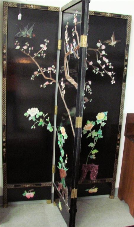 Chinese Oriental Soap Stone Dressing Screen. Birds: Chinese Oriental Soap Stone Dressing Screen. Birds, Florals & Foliage Decor. Measures 6' Wide by 6' high Auction Estimate $400-600.