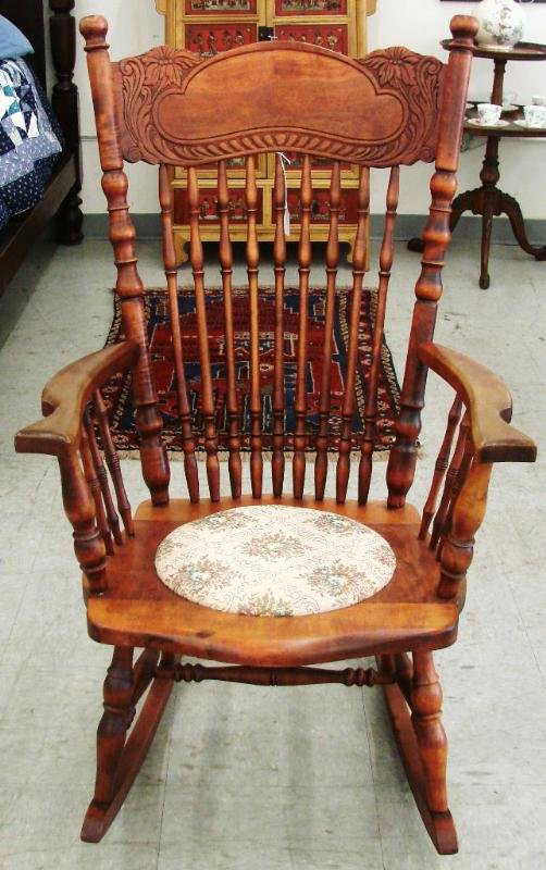 215: Antique, Spindle Back Rocking Chair