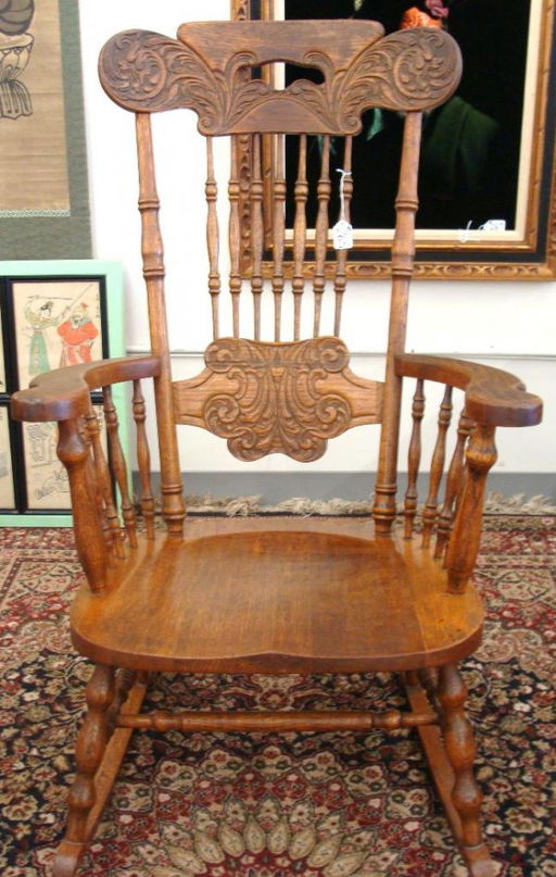 265 Antique Oak Carved SpindleBack Rocking Chair Apr 24, 2010