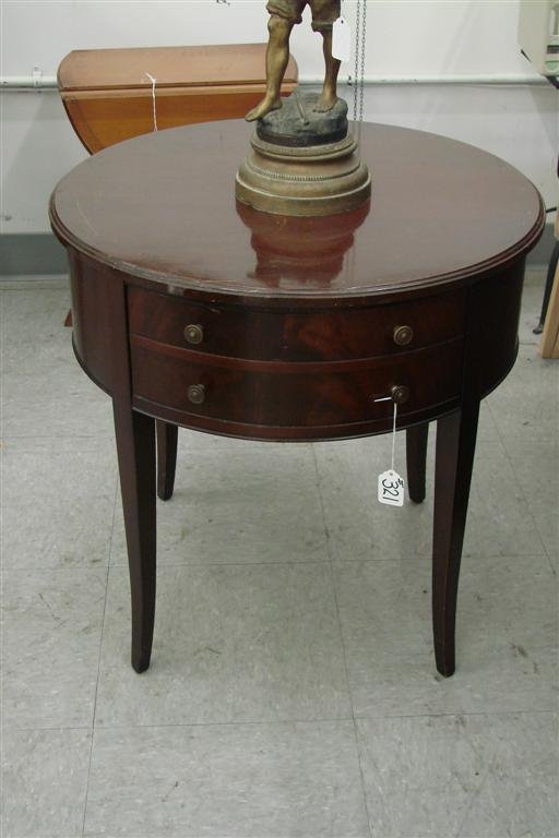 Mahogany Drum Table: One Drawer Mahogany Drum Table Auction Estimate $50-100.