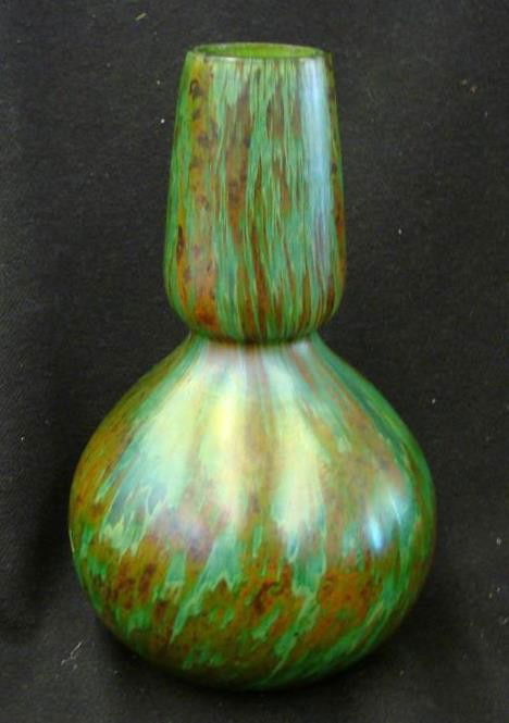Unsigned Loetz Art Glass Vase with Bulbous Bottom.: Unsigned Loetz Art Glass Vase with Bulbous Bottom. 6.75" Ht. Auction Estimate: $100-200.