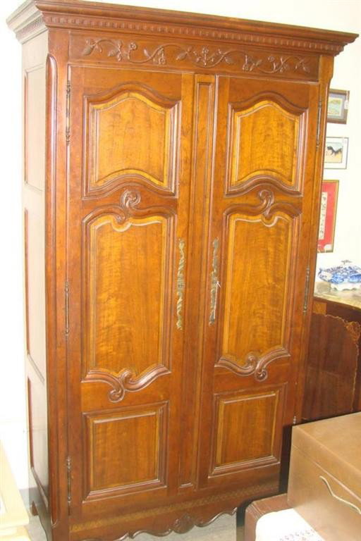 Signed Baker Furniture 2-Door Armoire Orig Cost 6K: Baker Furniture Co Two Door Armoire. Features Double Doors with Four Drawers and a 3-Shelf Storage Area. Milling Road Furniture Collection for Baker Furniture. 82"h x 48.5" w x 20.5" d. Original Cost 