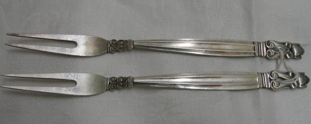 2 Signed Georg Jensen Sterling Silver Pickle Forks: 2 Signed Georg Jensen Sterling Silver Pickle Forks. 50 Grams. Auction Estimate $100-200.