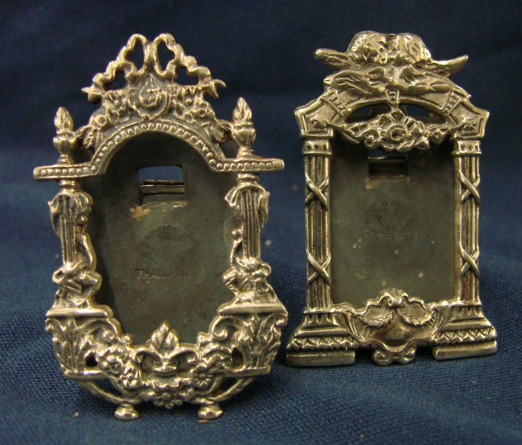 2 Antique Sterling Silver Miniature Picture Frames: Pair of Antique Sterling Silver Miniature Portrait Picture Frames; 25 Grams. Auction Estimate $50-100.