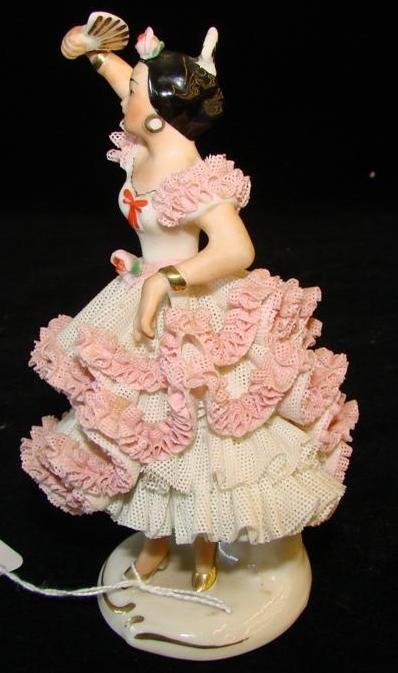 Antique Dresden Lace Figurine of Spanish Flamenco: Antique Dresden Lace Figurine of Spanish Flamenco Dancing Lady; 5.75" Ht. Auction Estimate $100-200.