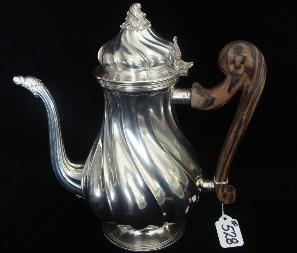 Signed Buccellati Sterling Silver Coffee Pot: Signed Buccellati Sterling Silver Coffee Pot. 35.23 Troy Oz. One of the Finest Italian Silversmiths in the World. Auction Estimate $2000-4000.