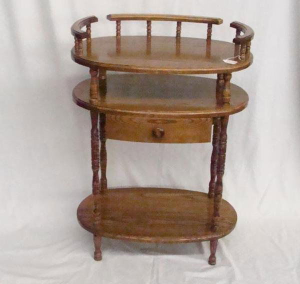 Vintage Solid Oak One Drawer Telephone Stand, all Handm