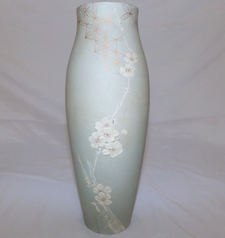 Rookwood Pottery Vase Laura Fry #30B ca 1888: Rookwood Pottery Vase 11.5" Laura Fry (American 1857-1943) #30B Floral Decorated (cherry Blossoms?) Circa 1887 (per Rookwood “RP” mark w/ 1 flame. Dull finish glaze.