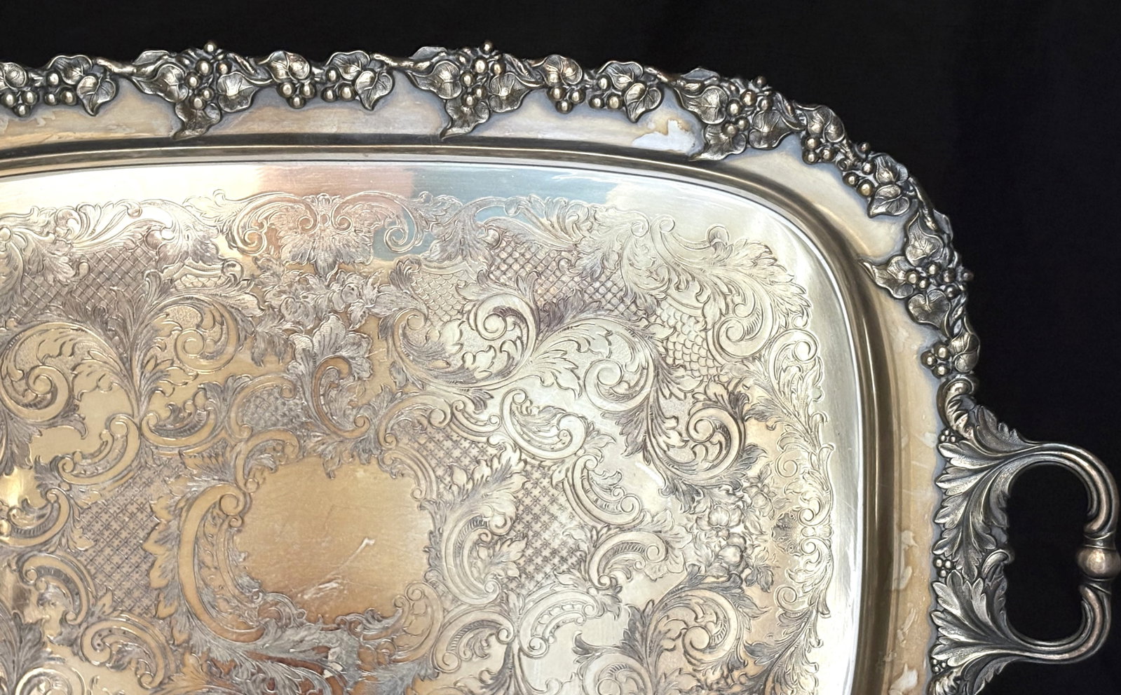Silverplate etched serving tray - 2