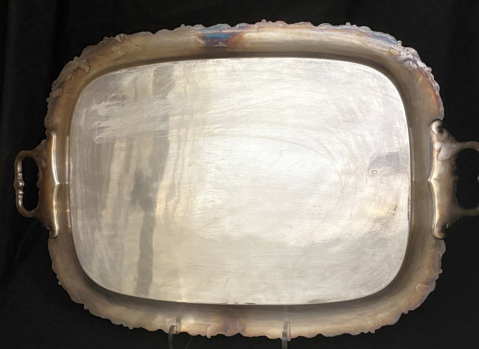 Silverplate etched serving tray - 5