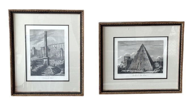 (2) Architectural framed engravings by Italian artist Domenico Amici (1 of 12)