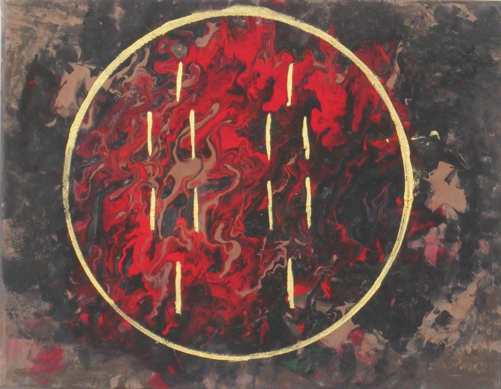 Ogunda Meji (Xiao Guo): This painting represents Hexagram 62 of the I Ching, called Preponderance of the Small (Xiao Guo), which corresponds to the Odù Ògúndá Méjì (or Ogunda Meji) in the Yoruba tradition of