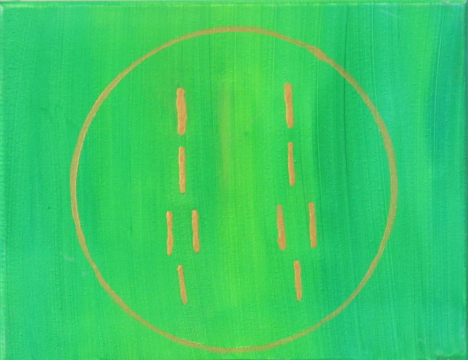 Ògúndá-Báregún (Jing): This painting represents Hexagram 48 of the I Ching, called The Well (Jing), which corresponds to the Odu Ogunda Baregun (one of the Ifa combinations), or more specifically to the basic geomantic