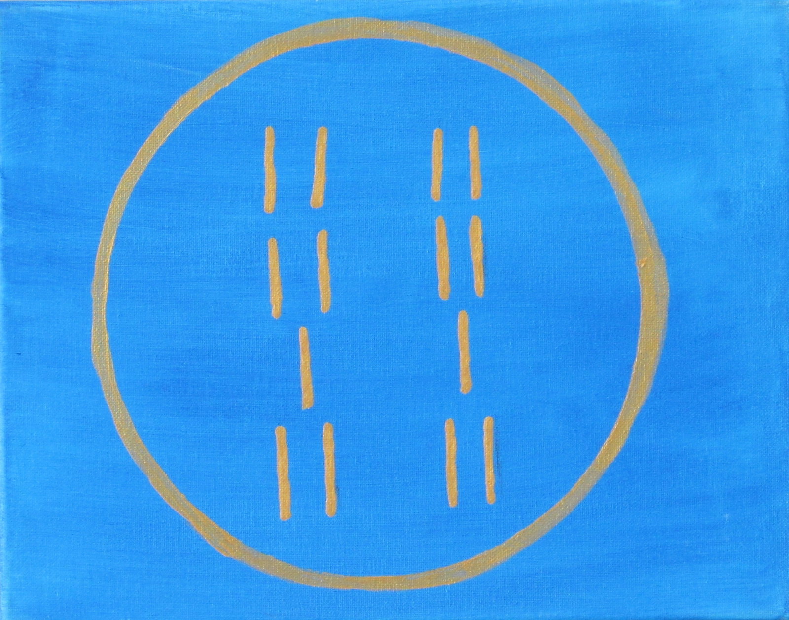 Òbàrà-Ògúndá ( Shi): This painting represents Hexagram 7 of the I Ching, called The Army (? - Sh?), which corresponds to the Odù Òbàrà-Ògúndá, or to the geomantic structure connected to the energy of Odù Ìwòrì
