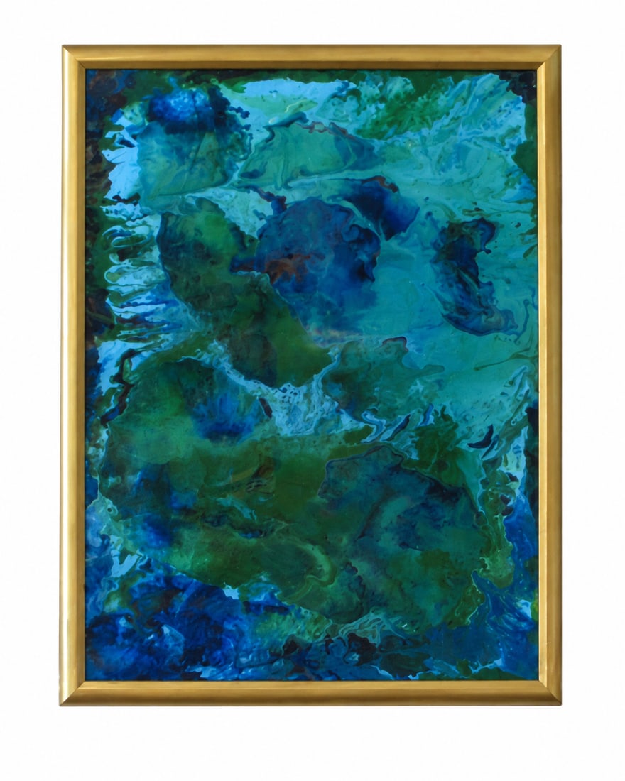 Sacred Waters: Sacred Waters evokes a deep spiritual realm shaped by flowing shades of blue, turquoise, and green. The layered forms suggest water in constant movement, symbolizing cleansing, renewal, intuition, and