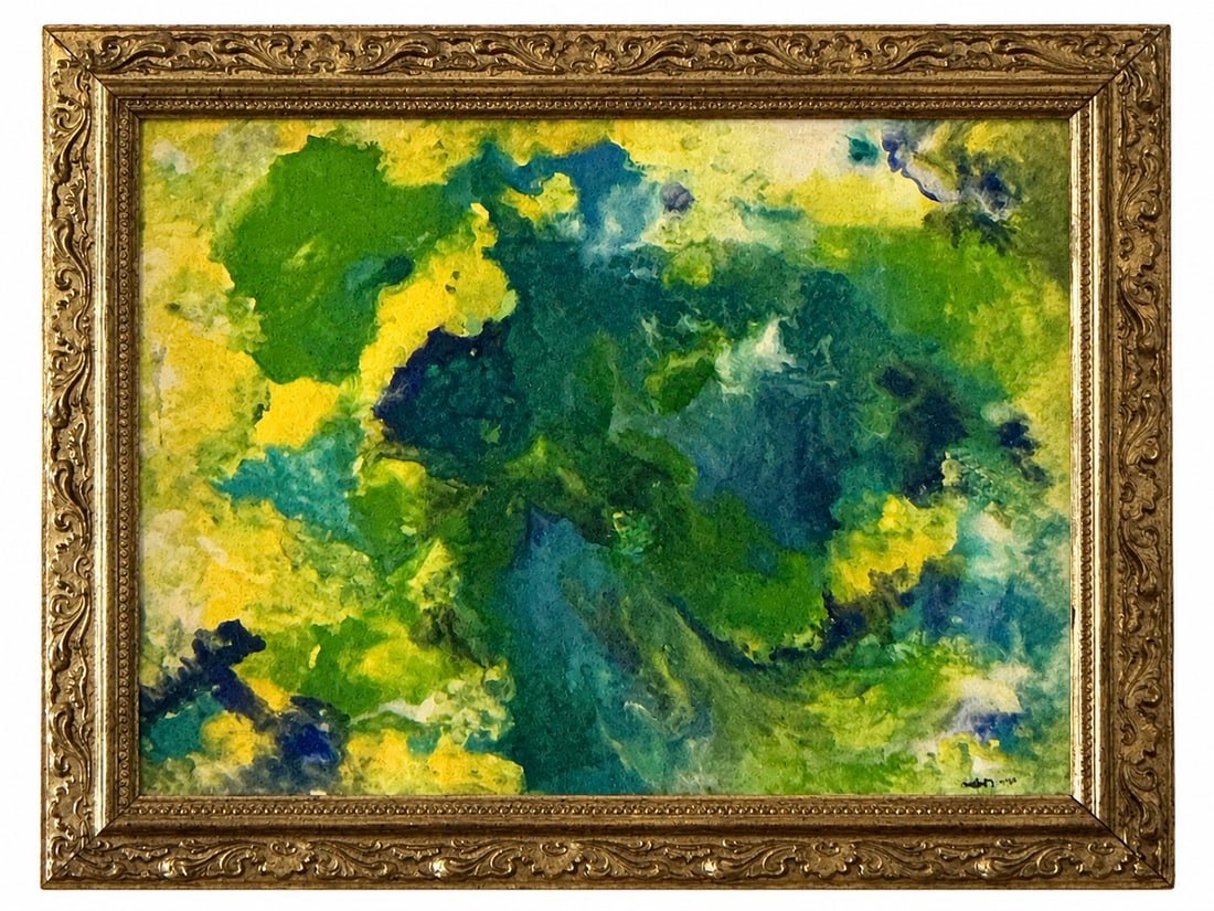 Garden of Presences: This painting evokes a sacred garden inhabited by subtle presences. The tones of green, blue, and yellow create the impression of spiritual life in growth, as if nature itself had become a divine