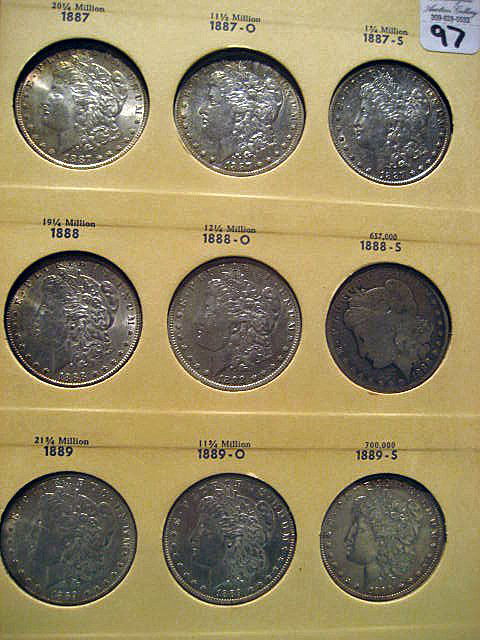 Library of coins book "Liberty Head Silver Dolla: Library of coins book "Liberty Head Silver Dollars" Part 2 containing thirty-four silver dollars: 1887, 1887-O, 1887-S, 1888, 1888-O, 1888-S, 1889, 1889-O, 1889-S, 1889-CC, 1890, 1890-O, 1890-S, 1890-