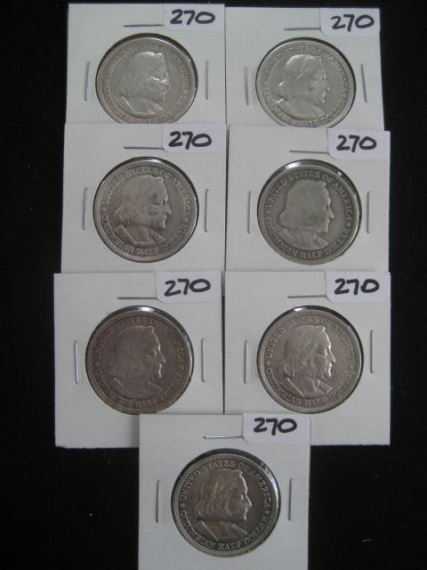 Seven U.S. 1893 Columbian Exposition Chicago com: Seven U.S. 1893 Columbian Exposition Chicago commemorative half dollars