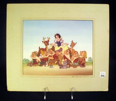Disney cartoon cell: Snow White and the Seven Dwa: Disney cartoon cell: Snow White and the Seven Dwarfs, 12" x 14" overall.