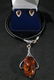 Sterling Silver & Amber Oval Pendant & Earrings