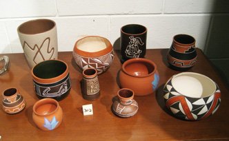 Eleven miscellaneous Southwest style pots: Eleven miscellaneous Southwest style pots - all signed Mexico, from 3" to 7" high.