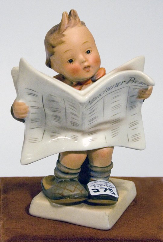 FULL BEE Hummel Figurine #184, "Latest News": Hummel Figurine #184, "Latest News", mark 2. AGE: Antique MARKINGS: Full Bee SIZE: 5.5" high