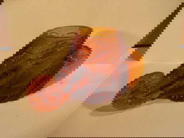 Amber glass elephant toothpick holder: Amber glass elephant toothpick holder. 2.5" high