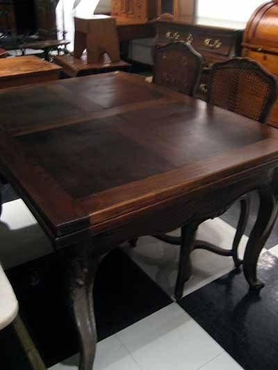 Oak Dining Set: Table & 6 Chairs: Oak dining set: dining table, 30" high, top 42" x 62" overall with two 16" leaves and six chairs with caned back and upholstered seats - damage to caning on chair backs. Age: Vintage.