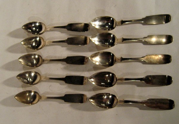 10 Simmons & Walter Coin Silver Teaspoons: Ten Simmons & Walter coin silver teaspoons. Age: antique.