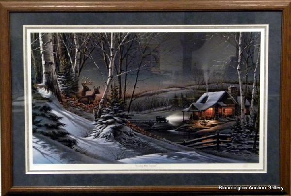 Framed Terry Redlin print "Evening with Friends" signed: Framed Terry Redlin print "Evening with Friends" signed and numbered 8579/19500. 28" x 41"-Vintage
