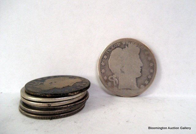 7 US Half Dollars - 1853-1907: 7 US Half Dollars - 1853-O, 1854,1895-O, 1901, 1905, 1907, & Illegible - 1853-O drilled for necklace ***PLEASE NOTE, EXPRESS SHIPPING AVAILABLE FOR THIS ITEM: For an additional handling fee of $15.00,
