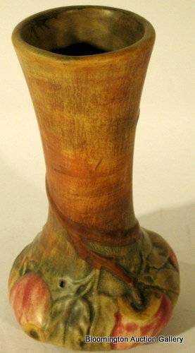 Weller Art Pottery Vase dec. with Fruit, Antique - 7": Weller art pottery vase decorated with fruit and branches - antique - 7" high ***PLEASE NOTE, EXPRESS SHIPPING AVAILABLE FOR THIS ITEM: For an additional handling fee of $15.00, this item will be ship