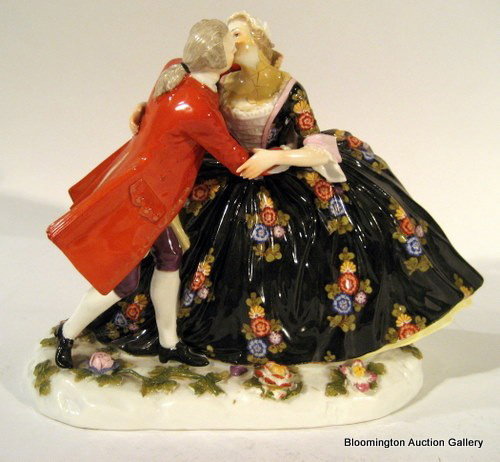 Capodimonte Crown N Figural Group of Dancing Couple: Capodimonte Crown N Figural Group of Man and Woman Dancing - vintage - chips on flowers on base, paint chipping at ladies neck - 7"h x 9"w ***PLEASE NOTE, EXPRESS SHIPPING AVAILABLE FOR THIS ITEM: For