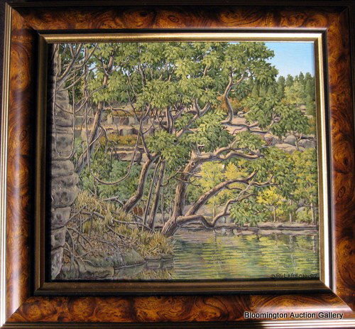 Oil on Panel "Rocky Nook in the Ozarks", signed R.G. La: Framed Oil on Panel "Rocky Nook in the Ozarks", Signed R.G. Larson '93 in lower right - modern - 13"h x 14.25"w ***PLEASE NOTE, EXPRESS SHIPPING AVAILABLE FOR THIS ITEM: For an additional handling fee