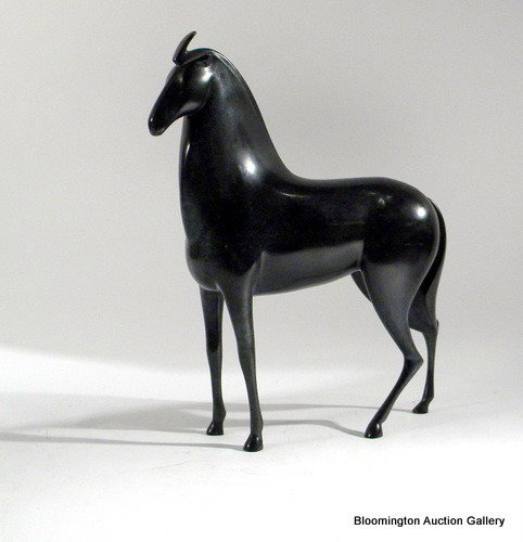 Loet Vanderveen bronze sculpture "Arabian Horse": Loet Vanderveen bronze sculpture "Arabian Horse" in green patina, signed Loet #43/500. 13" high - Modern ***PLEASE NOTE, EXPRESS SHIPPING AVAILABLE FOR THIS ITEM: For an additional handling fee of $15