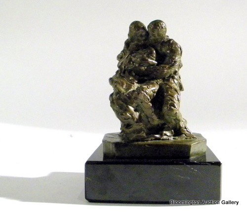 Forest Hart bronze sculpture of Man, Woman and Baby: Forest Hart bronze sculpture of Man, Woman and Baby on black marble base, #151/375 Signed F. Hart. 8.75" high x 6" wide- Modern ***PLEASE NOTE, EXPRESS SHIPPING AVAILABLE FOR THIS ITEM: For an additio